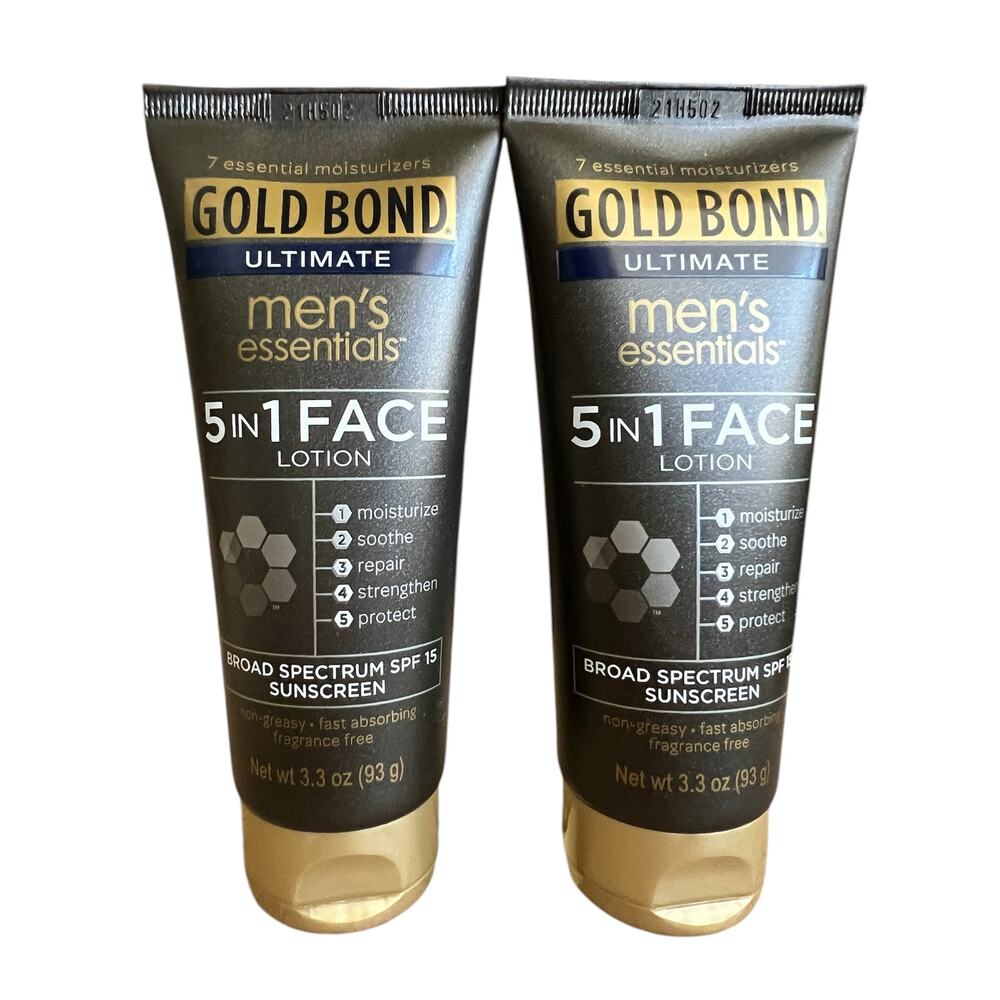 Gold Bond Men's Essentials 5 in 1 Face Lotion - DISCONTINUED - Lot of 2